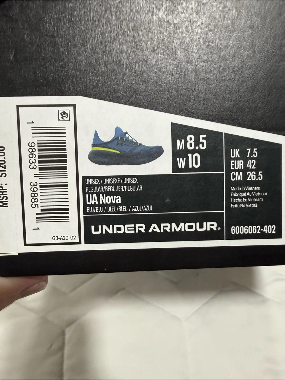 Under Armour Nova Men’s Blue Athletic Running Shoes with Neon Yellow Accents